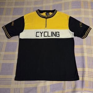 Vintage Cycling Jersey Network Knitwear Size Large Zip Up Color Block 70s Rare